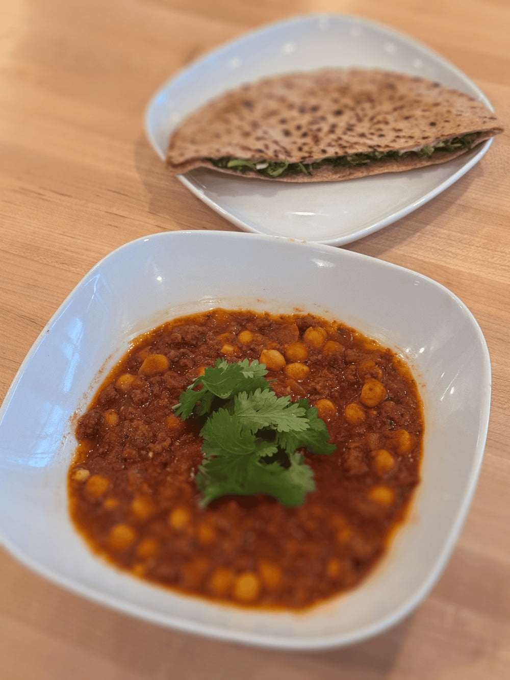Hearty Beef Stew with Spinach Pitas