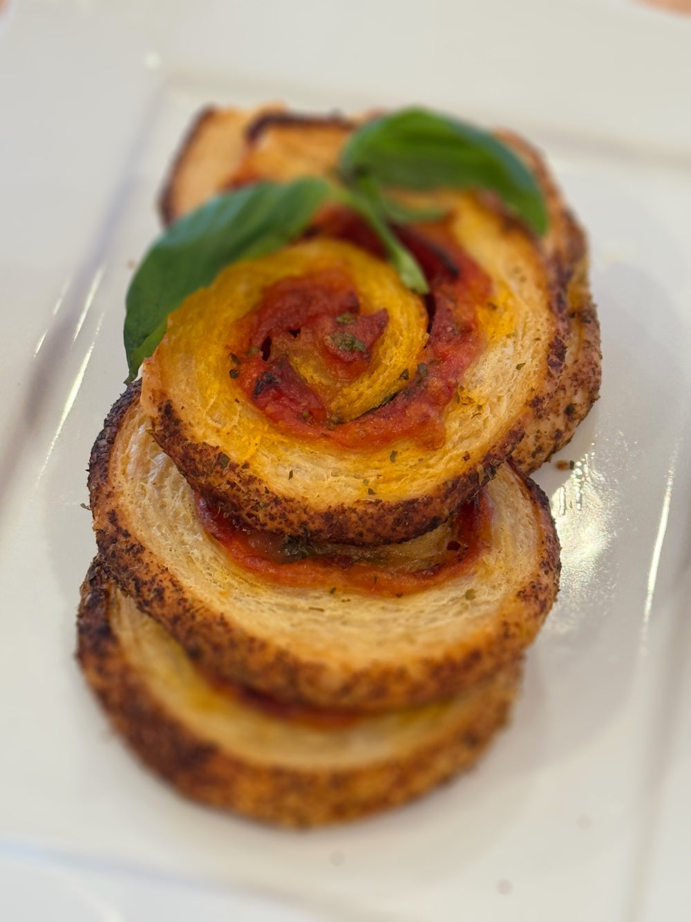 Rustic Tomato Basil Puff Pastry Pizza Pinwheels