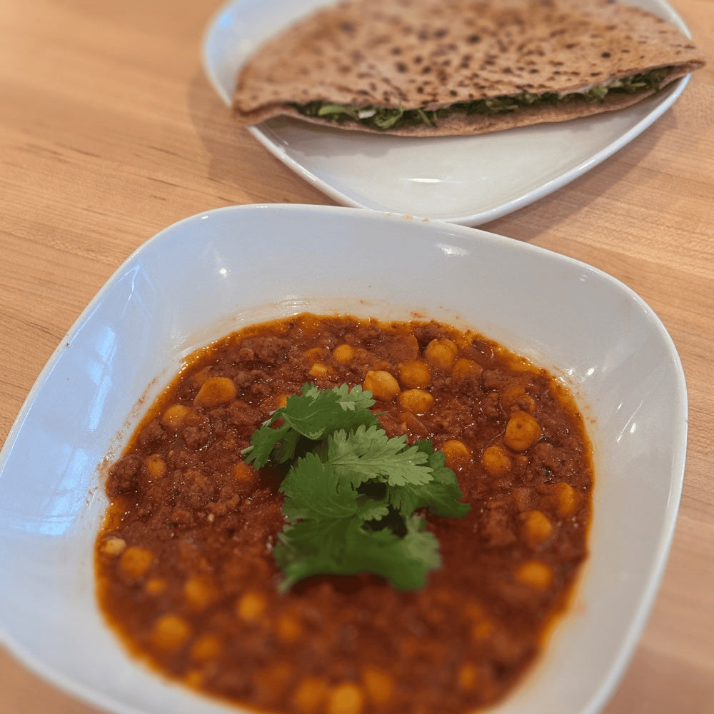 Hearty Beef Stew with Spinach Pitas