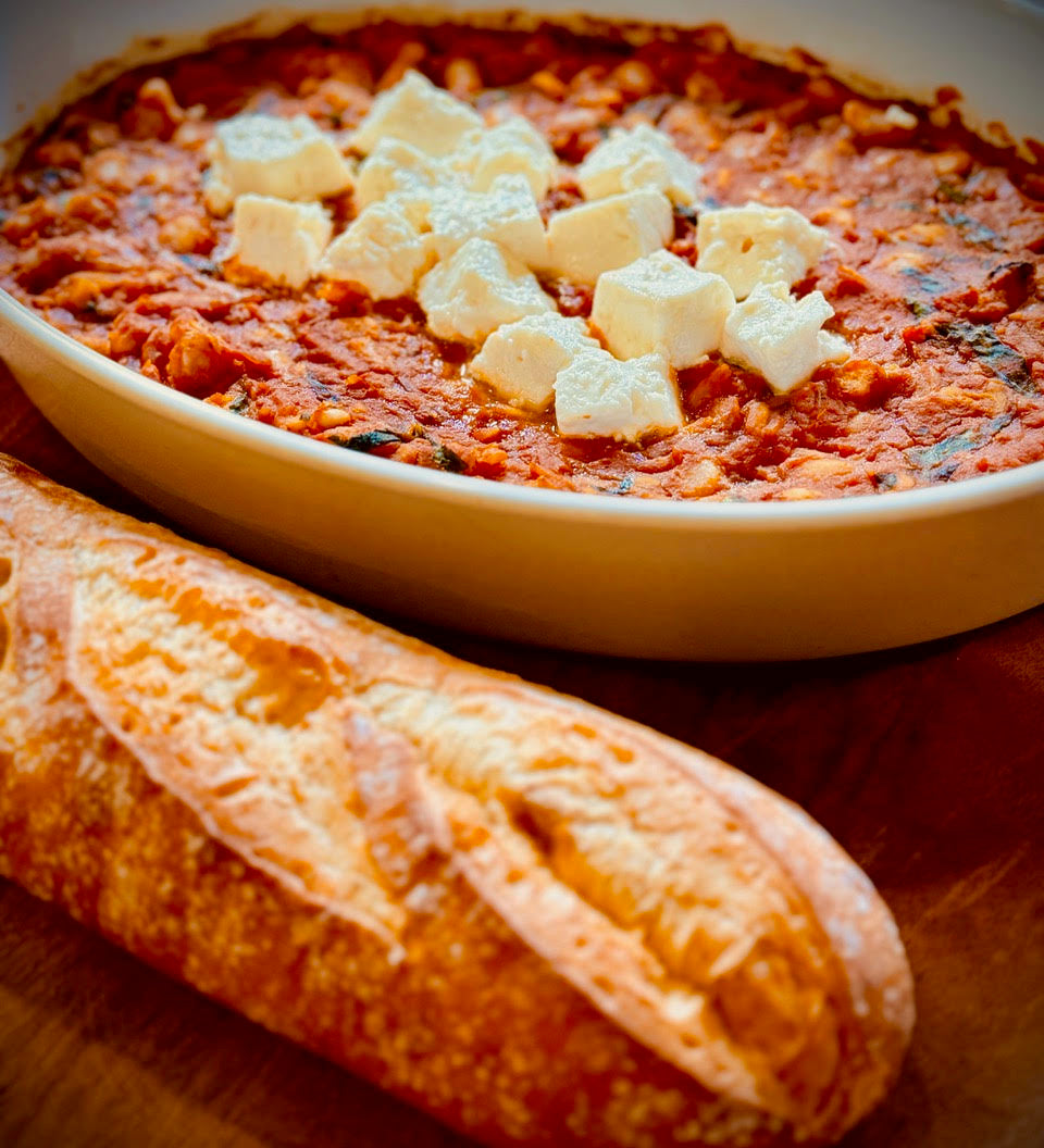 Harry's Famous Rosemary Red Beans with Feta & Crusty Bread