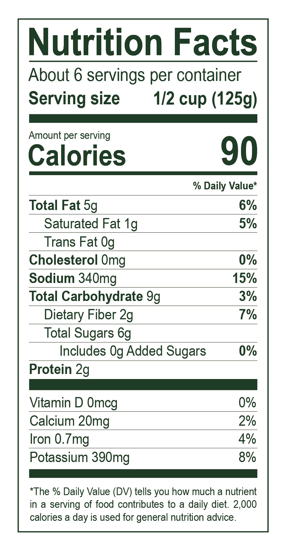 Nutrition facts label for Harry's Famous Rustic Tomato Basil Sauce with serving size, calories, and detailed nutritional information.