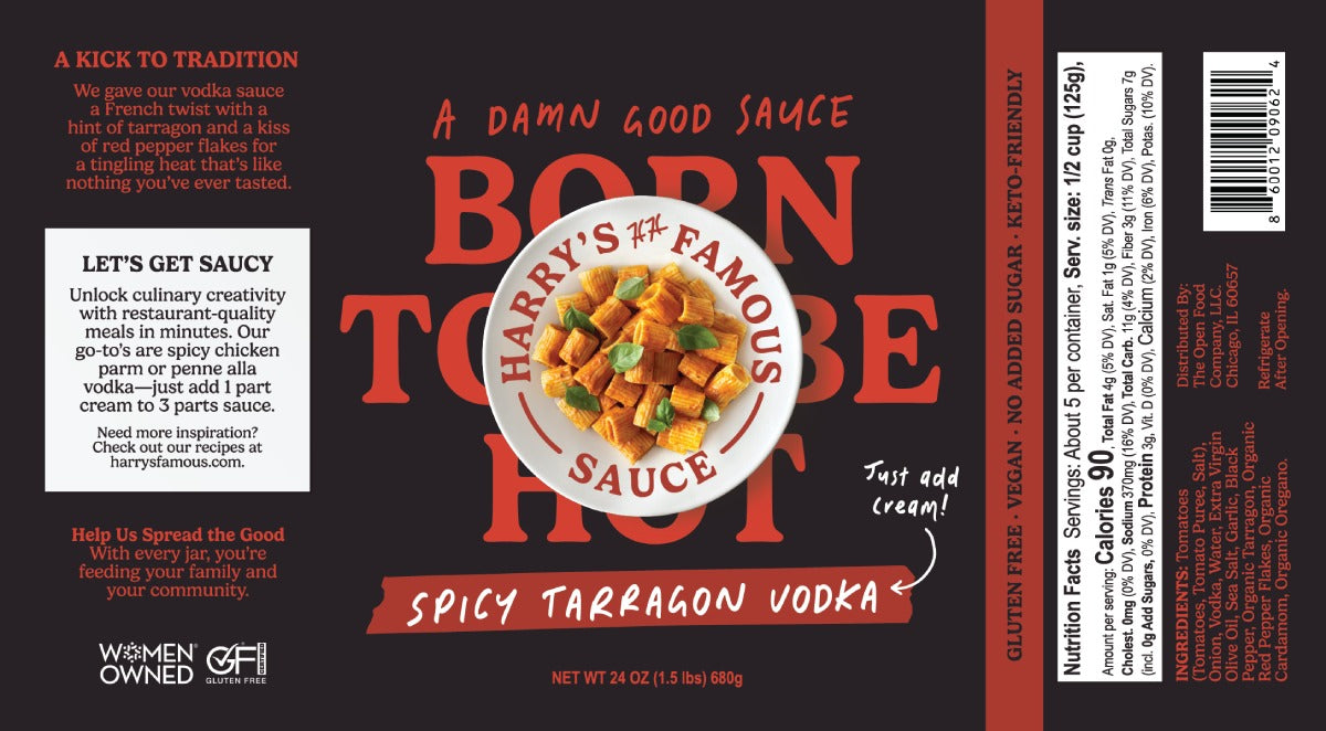 Harry's Famous Spicy Tarragon Vodka Sauce Product Label